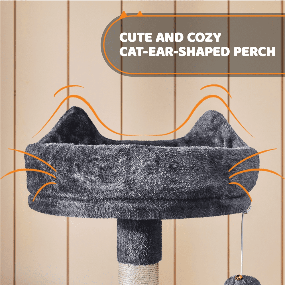 Alden Design 68.5"H Large Multilevel Cat Tree Tower with Condos and Perches, Dark Gray