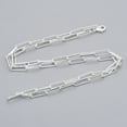 thumbnail image 2 of 1pc Brass Round Oval Paperclip Chain Necklace Making with Lobster Claw Clasps Silver 24.2 inch(61.5cm) Link: 15x4.5x1mm Silver, 2 of 2