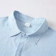 thumbnail image 6 of ZCFZJW Linen Work Shirts for Men Lightweight Casual Fall Long Sleeve Button Down Soft Cotton Business T-Shirts Tops Light Blue XL, 6 of 9