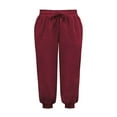 thumbnail image 4 of Women High Waist Trousers Loose Casual Solid Color Drawstring Harem Pants with Pockets, 4 of 6