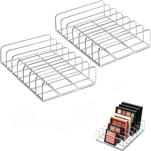 ACDANC 2-Pack Acrylic Makeup Palette Organizer,7-Slot Eyeshadow Palette Storage,Clear Display Case for Vanity Drawer Countertop,Cosmetic Organizer for Makeup Brushes,Lipstick,Blush Kits