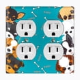 thumbnail image 1 of Metal Light Switch Plate Outlet Cover (Cute Tcup Dog Teal - Double Duplex), 1 of 2