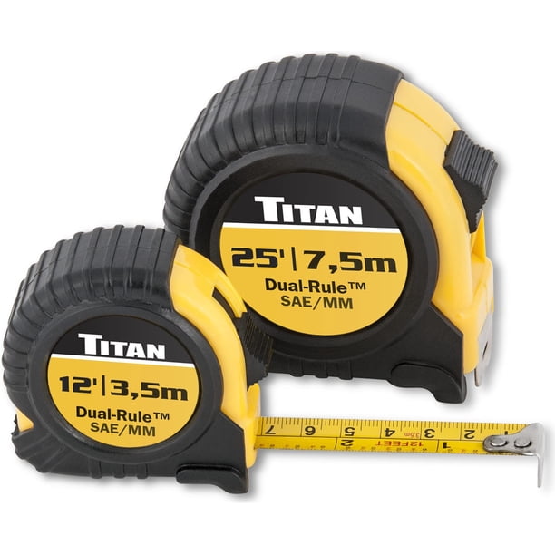 Set de cintas métricas Titan 10903 de 3,6 m y 7,6 m con doble regla