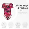 thumbnail image 6 of Fotbe Orchids Flowers Women's Crew Neck Short Sleeves Bodysuit Tops Round Neck Slim Sleeveless Soft Comfortable Basic-Medium, 6 of 9