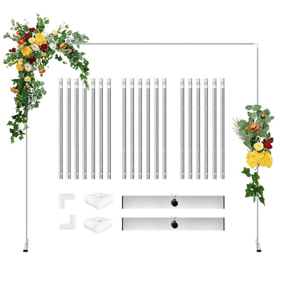 SAN LIKE Metal Arch Backdrop Stand Wedding Balloon Arch Stand 8.9FT Square Arched Frame Ceremony Birthday Party Graduation Bridal Baby Shower Anniversary Background Decoration