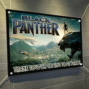 Angle View: Party Over Here Black Panther Banner Large Vinyl Indoor or Outdoor Banner Sign Poster Backdrop, party favor decoration, 30" x 24", 2.5' x 2'