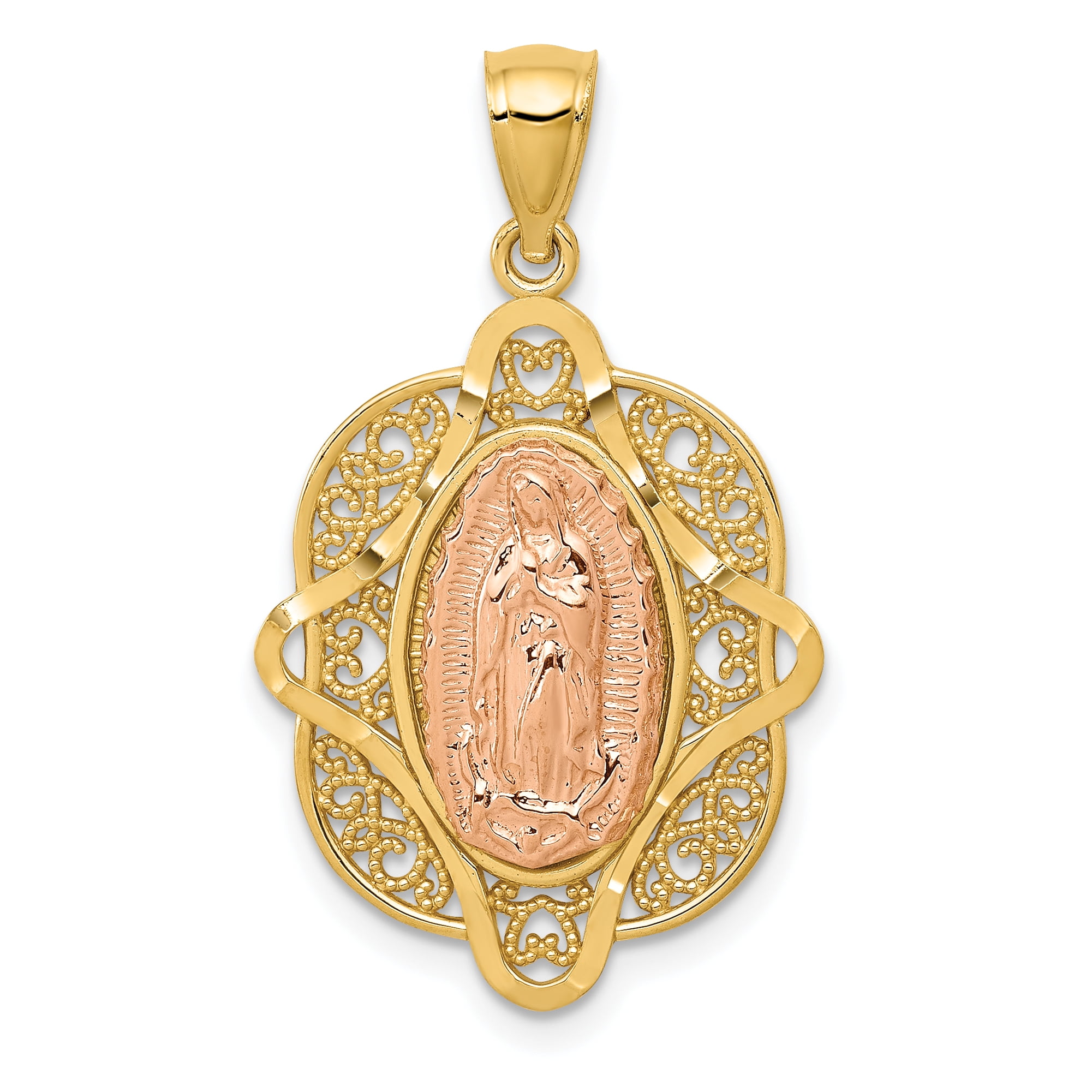14k Two Tone Yellow Gold Rose Virgin 