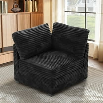 Vcatnet Corner Chair for Modular Sectional Sofa Couch Corduroy L Shaped Oversized Modern Minimalist Couch with Deep Seat for Living Room, Black