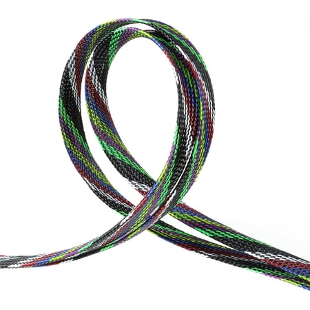 THTGDW-Braided Wire Loom Sleeve - Pet Proof Chew Resistant Cable Wrap High Density Expandable Cable Sleeving for Automotive Wire Harness & PC Computer Case 16.4ft (7 Colors 10mm (3/8 ))