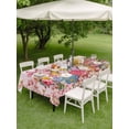 thumbnail image 5 of 60x120 Inch Outdoor Tablecloth with Umbrella Hole Zipper Rectangle Light Pink Spring Easter Rectangular Tablecloths Outside Waterproof Bunny Eggs Floral Botanical Patio Table Cover for Picnic Party, 5 of 8