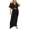 thumbnail image 2 of Sakmal Solid Summer Dresses for Women Sexy Cutout Short Sleeve Comfort Fit Black Long Sundress, 2 of 5