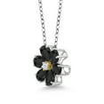 thumbnail image 4 of Gem Stone King 2.33 Ct Pear Shape Black Onyx 925 Silver and 10K Yellow Gold Pendant with Chain, 4 of 4
