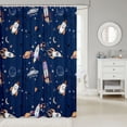 thumbnail image 2 of Manfei Cartoon Rocket Planets Shower Curtain 72Wx84L,Celestial Space Stars Bathroom Shower Curtain,Blue, 2 of 5