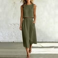 thumbnail image 5 of Moxiu Women's 2 Piece Skirt Sets Sleeveless Cropped Tank Tops and Button Front Skirt Elastic Waist Summer Vacation Outfits 2026 Army Green,L, 5 of 8