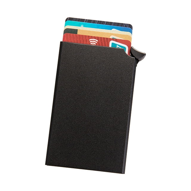 Wallet Card Holder Aluminum Alloy Card Case Protector RFID Blocking Snap Button Pop-Up Tab Credit