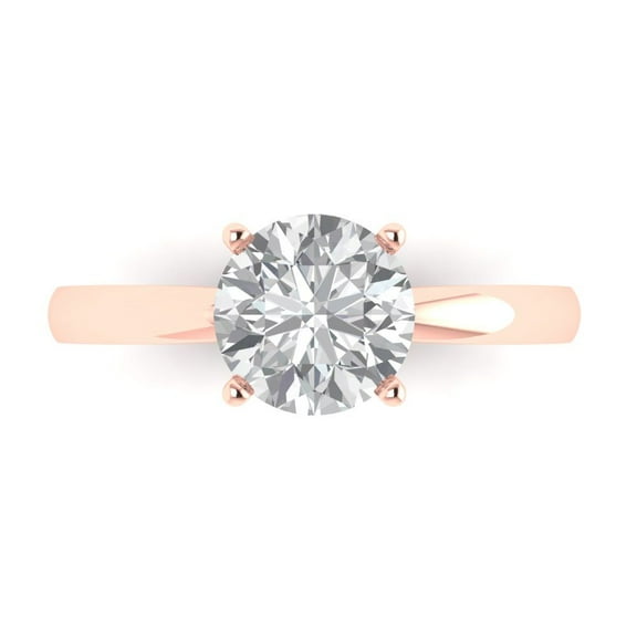 Solitaire Engagement Ring for Women - 1.5ct Simulated Diamond in 14K Rose Gold Promise Ring