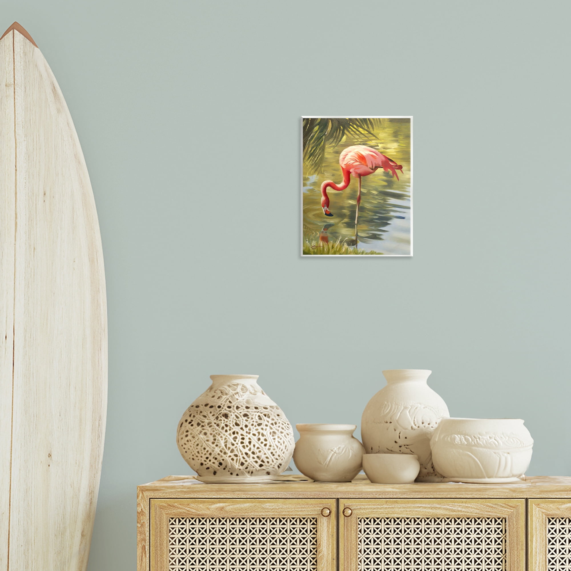 Stupell Industries Flamingo Shallow Pond Animals & Insects Painting Unframed Art Print Wall Art, 11 x 14