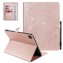 Allytech iPad Pro 12.9 Case 2020, iPad Pro 12.9 Case 2018, PU Leather Folio Flip Stand Shockproof Full Protection Pencil Holder TPU Back Cover Case for Apple iPad 12.9 2020/2018, Rosegold