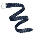 thumbnail image 5 of Falari Women's Leather Braided Belt Stainless Steel Buckle 6007 Navy Small, 5 of 7