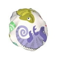 thumbnail image 2 of Kll Colorful Pattern With Cute Chameleons Pattern Shower Cap & Bath Cap For Women,Reversible Oversized Waterproof Shower Caps For All Hair Lengths,Elastic Reusable Bathing Hair Cap, 2 of 9