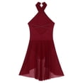 thumbnail image 5 of iiniim Women's Lyrical Ballet Leotard Sleeveless Halter Neck Flowy Skirt Dress Modern Contemporary Dancewear A Burgundy L, 5 of 7