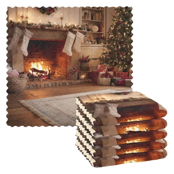 6 Pieces of Kitchen Towels 11x11Inch Kitchen Dish Cloths Kitchen Dish Towels Reuseable Cleaning Cloths Lovely Christmas Room