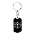thumbnail image 1 of Skull With Samurai Helmet Keychain Dog Tag Stainless Steel or 18k Gold, 1 of 8