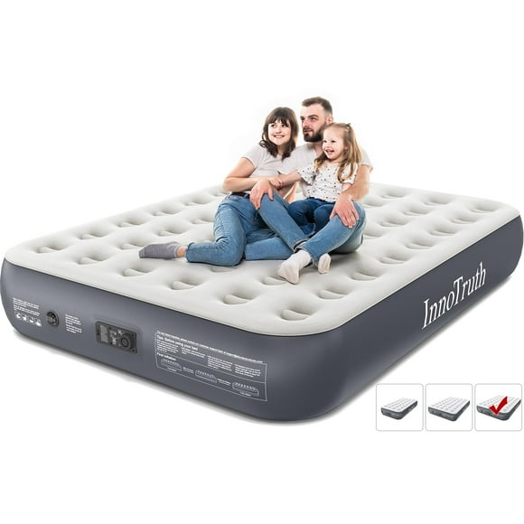 InnoTruth Queen Air Mattress with Built-in Pump 13"" Raised Comfort Durable Inflatable Bed for Home & Guests Easy Setup Ideal for Travel & Camping Dark Gray