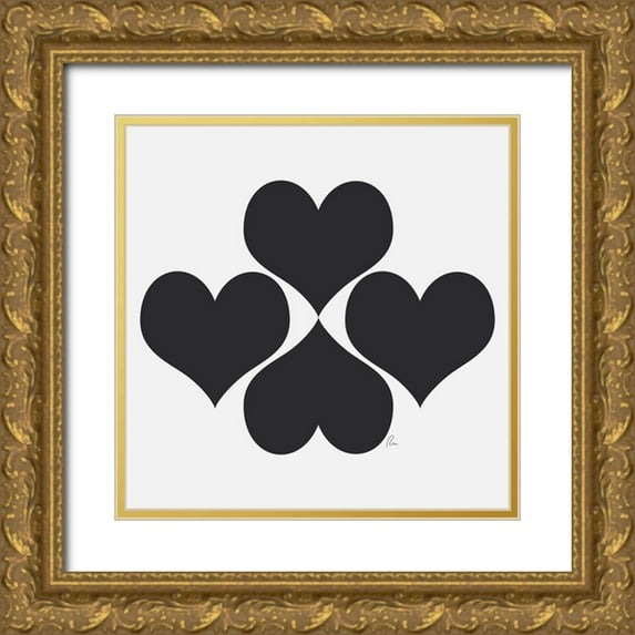 Murdock, Ramona 15x15 Gold Ornate Wood Framed with Double Matting Museum Art Print Titled - Hearts