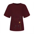 thumbnail image 4 of Women's Short Sleeve T-shirt Women'S Spring Round Neck Dandelion Printed Loose Casual Short Sleeved T Shirt,Red Women's Short sleeve T-shirt XXL, 4 of 5