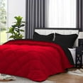 thumbnail image 3 of D.N.G. BEDDINGS 5 Piece Luxury Reversible Diamond Pattern Comforter Set Premium Super Soft, All Season 800 TC, 100% Egyptian Cotton Super King Size Black/Red Solid Color, 3 of 7