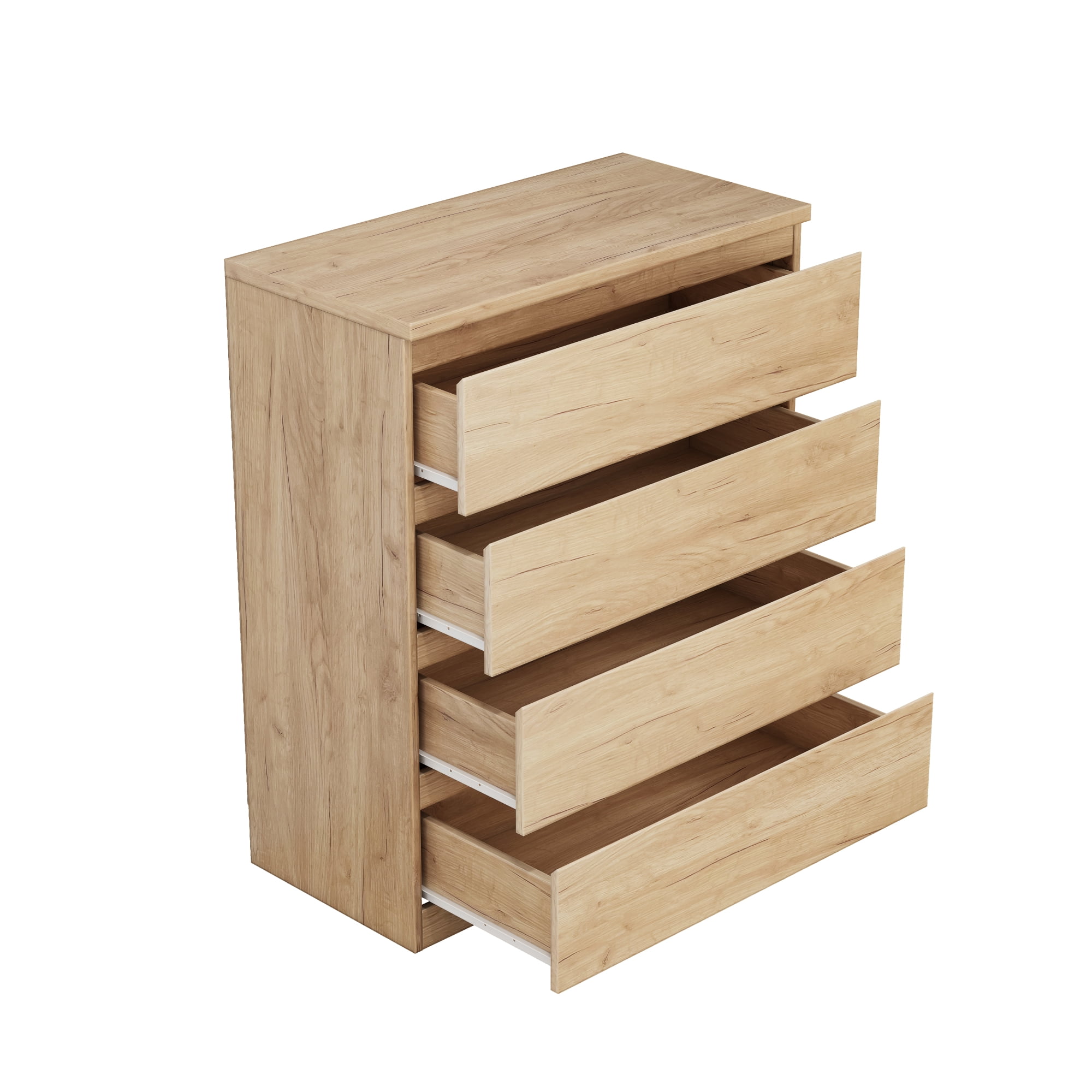 Leumius 4-Drawer Dresser with Handle-Free Design,31.5" W Modern Storage Chest of Drawers for Bedroom/Closet/Living Room,Natural