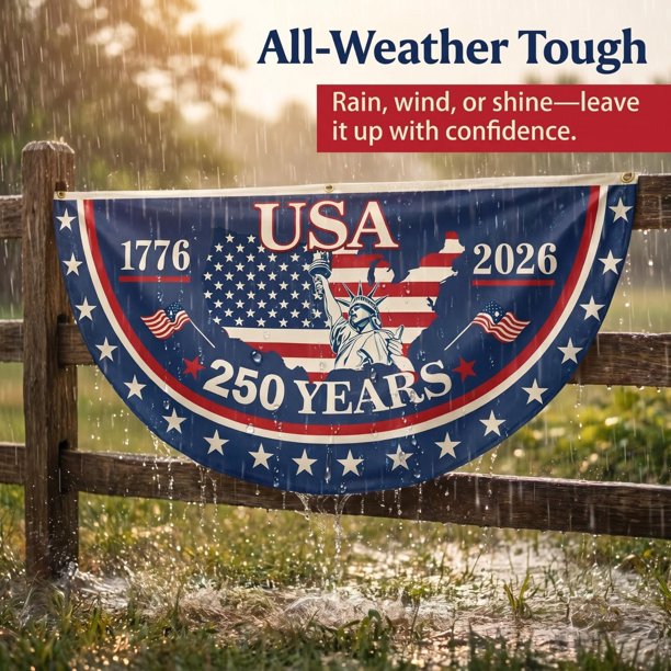 USA 250th Anniversary Bunting Flag 1776 2026 Patriotic Fan Flag For Independence Day