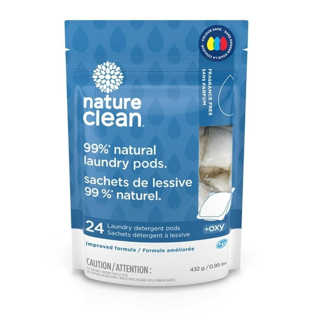 Nature Clean Capsules de Détergent à Lessive 99 % Naturel (24 Unités), Douces pour les Tissus, Résistantes à la Saleté