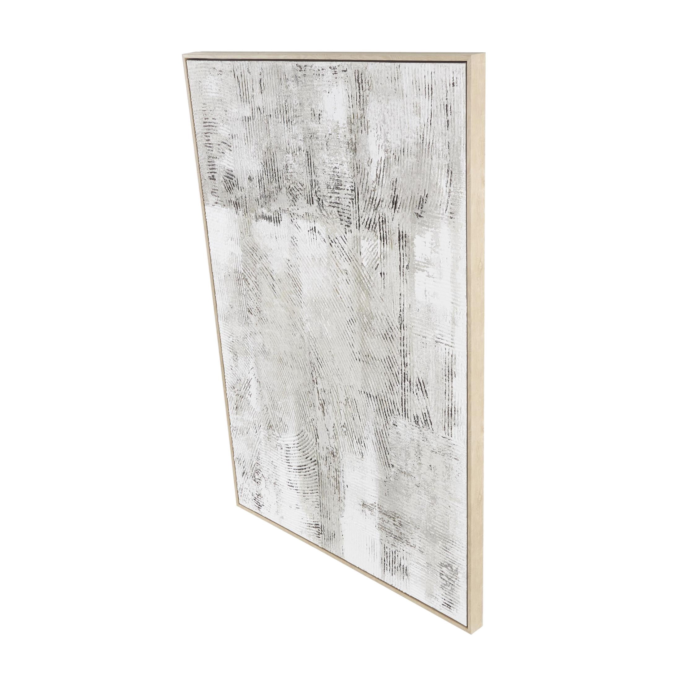 33" x 49" Textured Abstract Framed Wall Art with Wooden Frame and Black Distressing, by DecMode