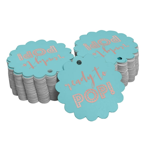 Inkdotpot 100 Pack Real Rose Gold Foil Paper Tags Ready To Pop Baby Shower Favor Hang Tags