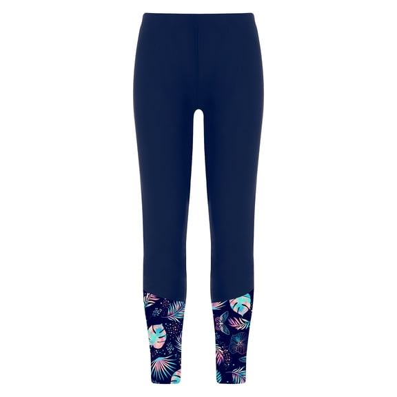 TiaoBug Kids Girls Fish Scales Print Leggings Elastic High Waist Swimming Bottoms Beach Swim Pants Nave Blue 8