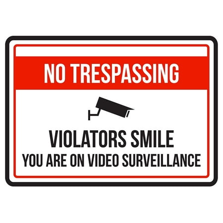 No Trespassing Violators Smile You Are On Video Surveillance Business Commercial Warning Small Sign - 7.5 x (Best Small Home Business)