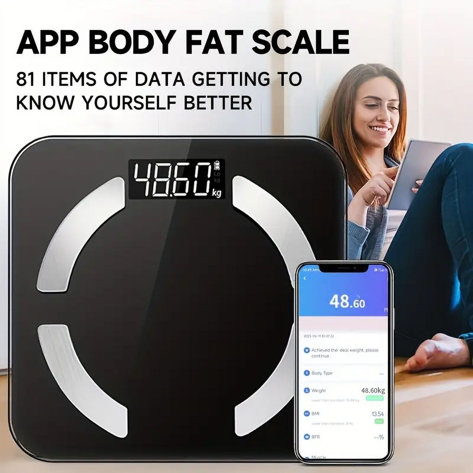Body Fat Scale Weight Scale High Precision Electronic Weight Scale HD Display 400 Lbs Multiple Health Data Analysis BMI Fat Muscle Moisture Mobile APP Connection