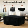 thumbnail image 4 of Ovios Oversized Ottoman Footrest for Sofa Large Plush Corduroy Pouf Ottoman Coffee Table Rectangle Floor Bench Extra Seating for Living Room, No Assembly, Black, 4 of 8