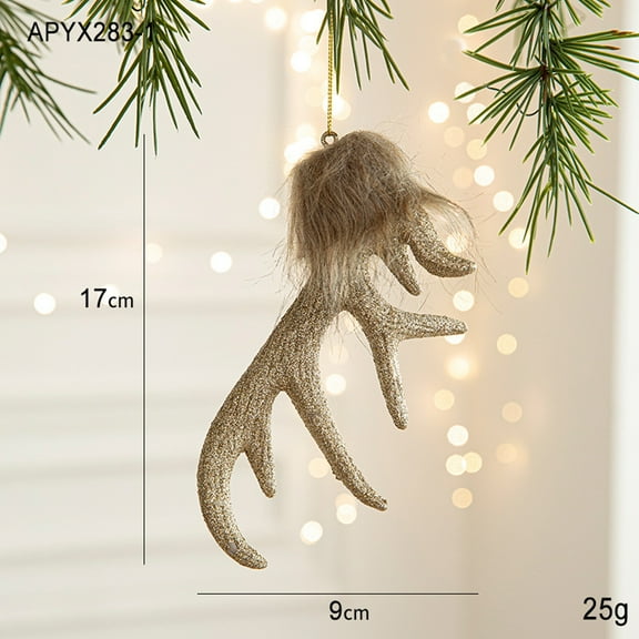 PRETXORVE Christmas Decorations, Christmas Ornaments, Deer Antler Christmas Tree Decorations, Hanging Decorations, Window Decorations, Hair Deer Antler Hanging Decorations