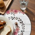 thumbnail image 3 of Pink Roses Round 15 Inch Placemats Set of 6, Spring Horseshoes Floral Leaves Gray Wood HeatResistant Non Slip Place Mats for Dining Table, Wipeable Braided Kitchen Table Mats for Housewarming, 3 of 9