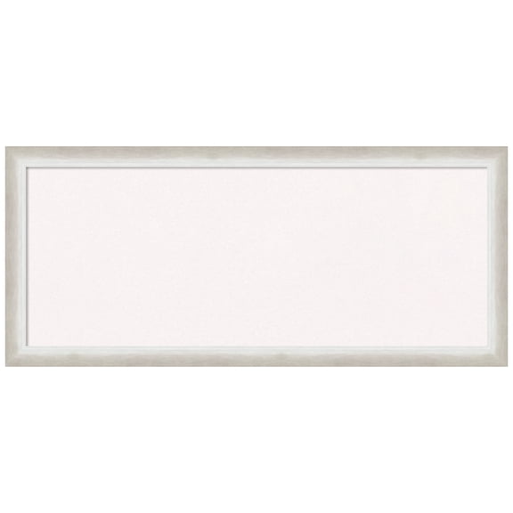 Amanti Art White Cork Board Wood Framed Two Tone Silver Bulletin Board 32 in. x 14 in.