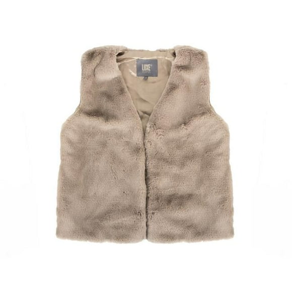 Faux Rabbit Fur Vest - Tan - Small