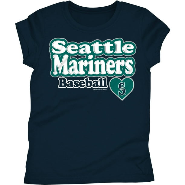 MLB Seattle Mariners Girls Short Sleeve Team Color Graphic Tee