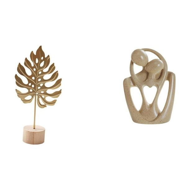 Escultura de hojas,Estatua de hoja de metal Escultura de hoja Decoración del hogar,Figura de hoja artística con decoraciones de hojas en la base,Estatua abstracta,Estatua abstracta para