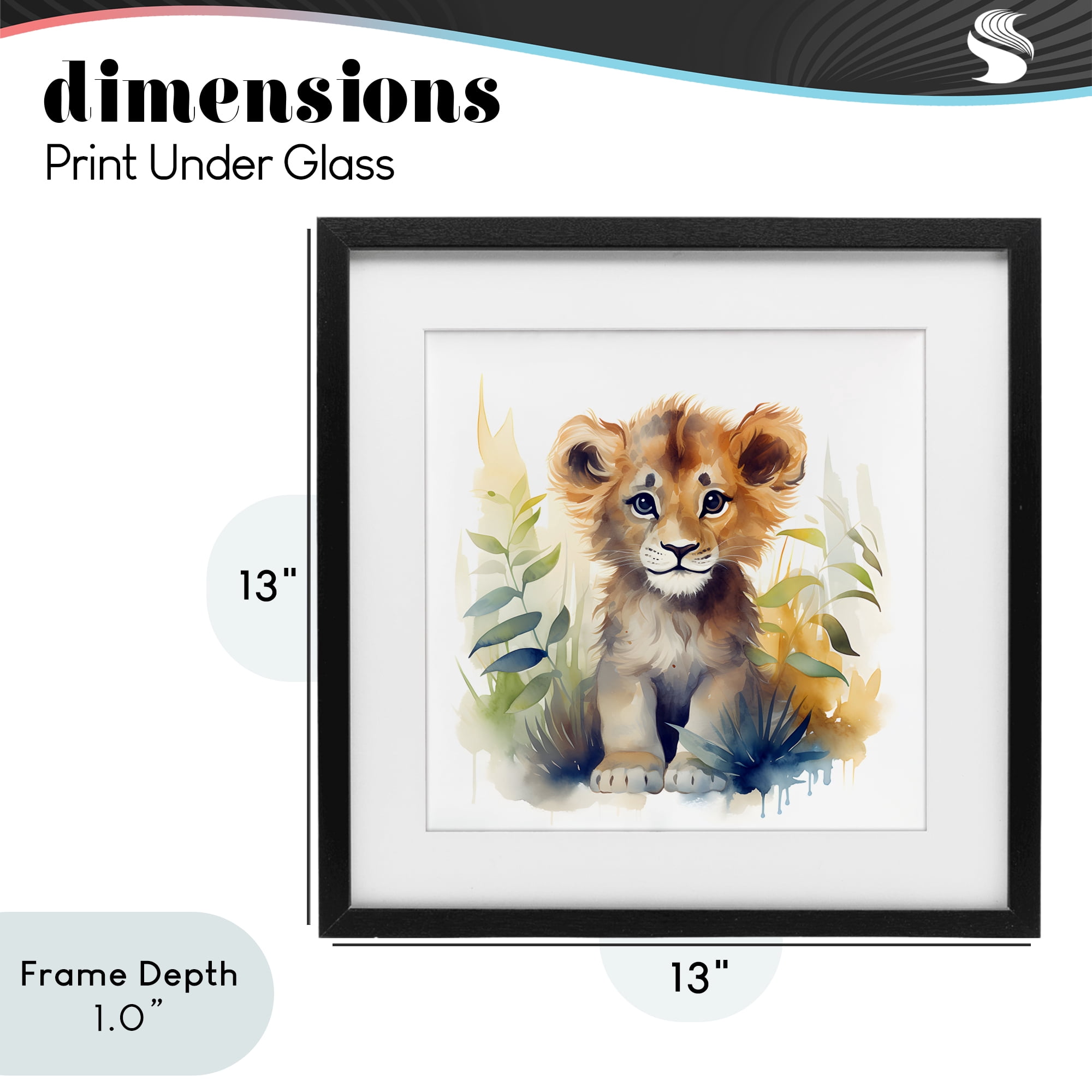 Stupell Industries Crafty Critters Lion Black Framed Print Under Glass, design by Steve Hunziker