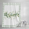 thumbnail image 4 of Eucalyptus Leaves Shower Curtain Set, Waterproof Shower Curtains for Bathroom, Sage Green Plaid Watercolor Washable Fabric Cloth Bath Curtain for Bathtub Decoration with Hooks 60x72 Inches, 4 of 9