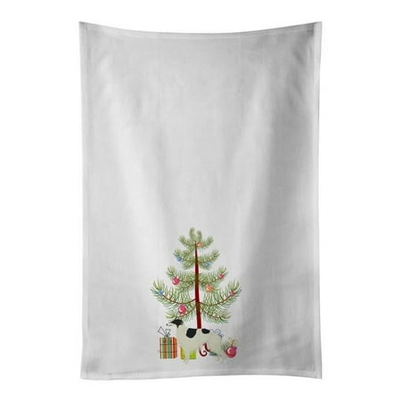 

28 x 19 in. Unisex Borzoi Christmas Tree White Dish Towels Kitchen Towel - Set of 2