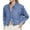 Blue, variant on Summer Tops for Women Crop Denim Jacket Long Sleeve Jean Lapel Collar Denim Blouse Shirts for Women Blue L